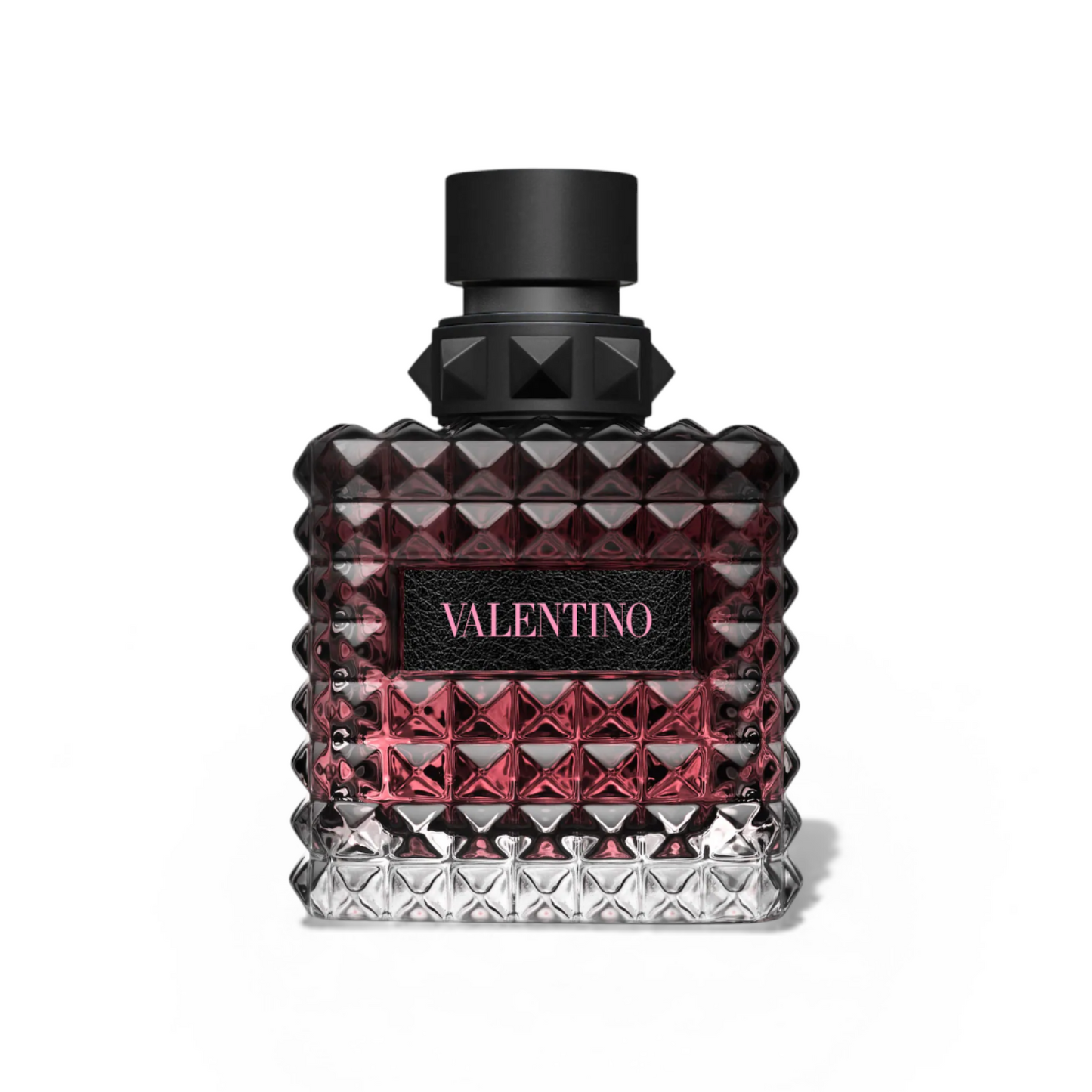 Valentino perfume bottle with geometric design on a white background