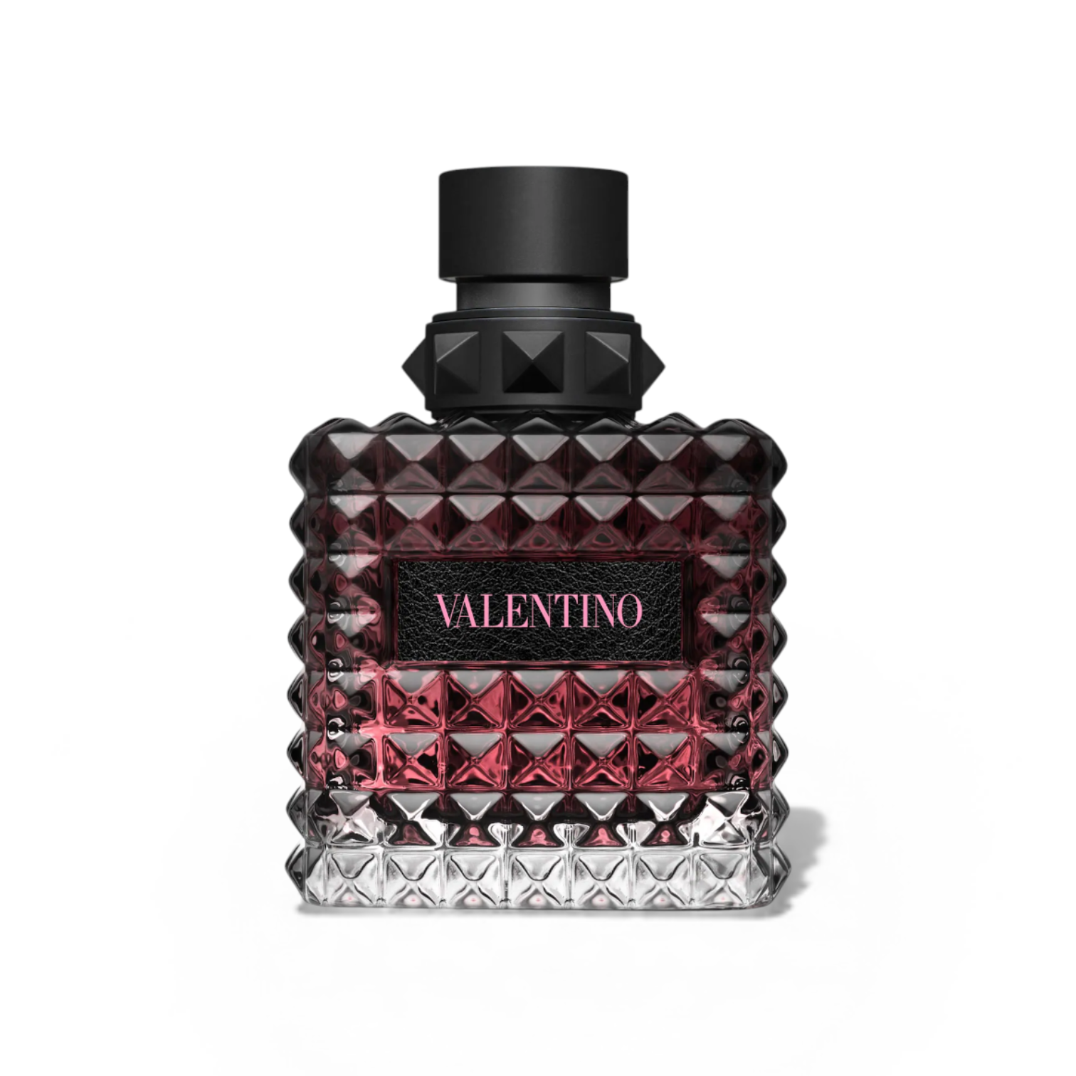 Valentino perfume bottle with geometric design on a white background